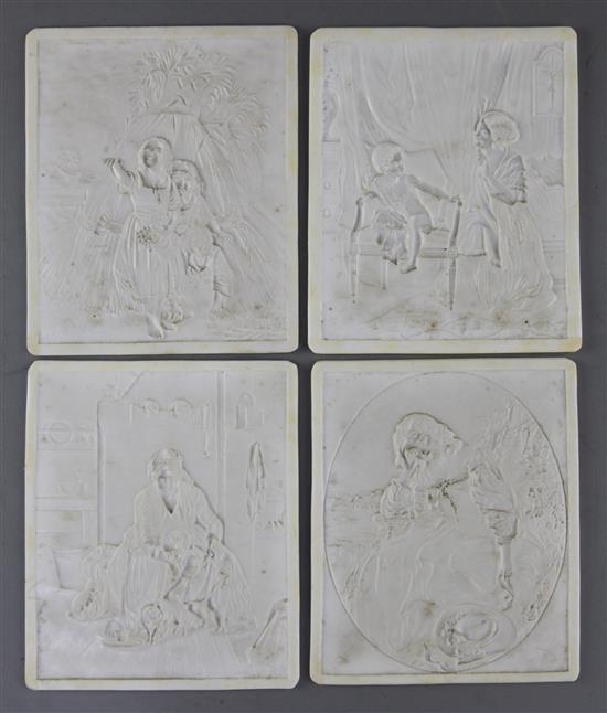 Eleven German porcelain lithophanes, late 19th century, 29.5 x 23.5cm excl. frame